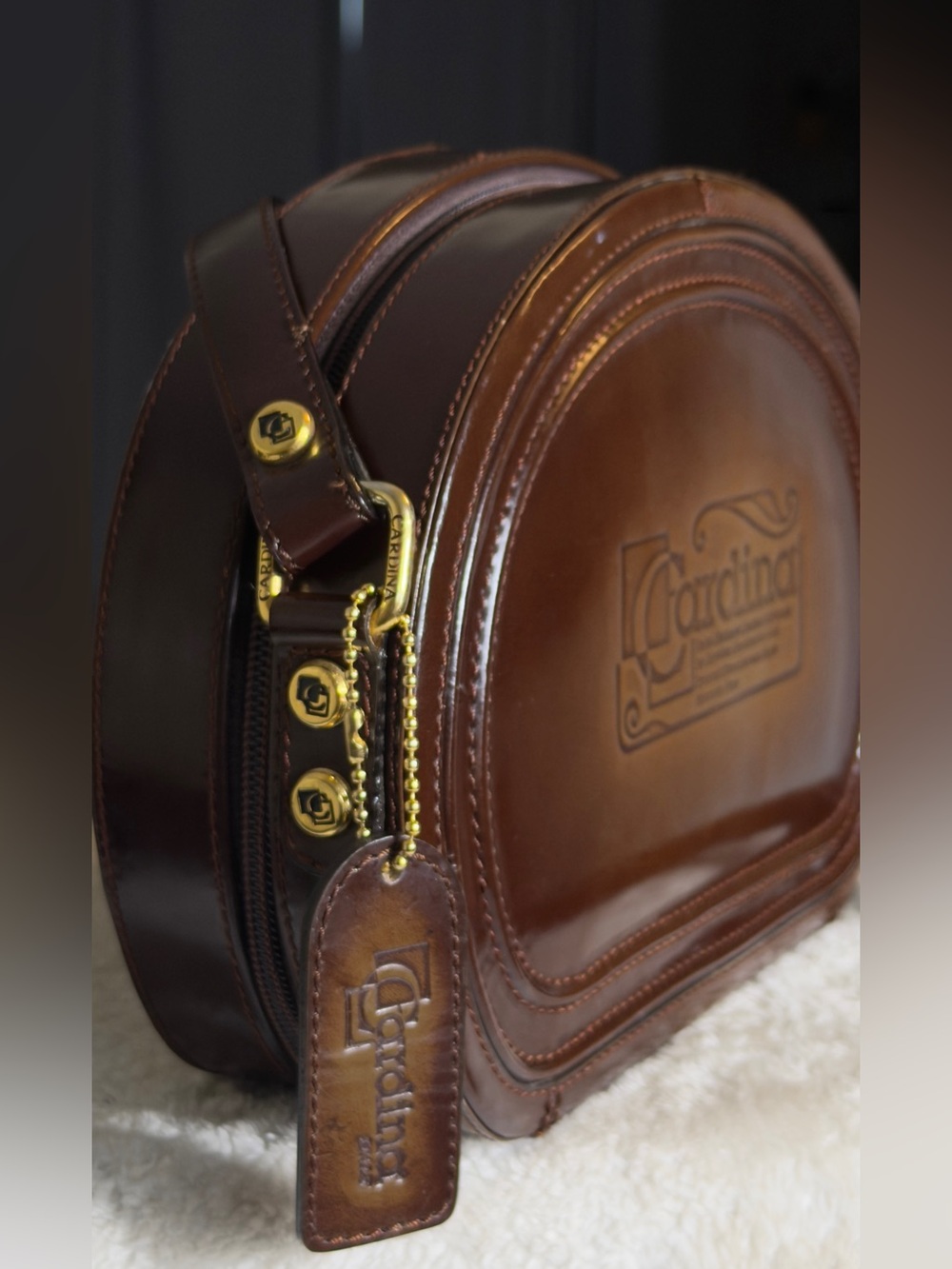 Vintage Cardina Italian Leather Crossbody Canteen Bag